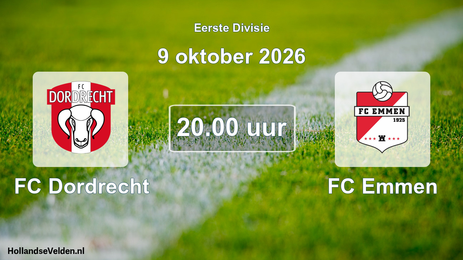 Geplande wedstrijd: FC Dordrecht - FC Emmen (9 oktober 2026)