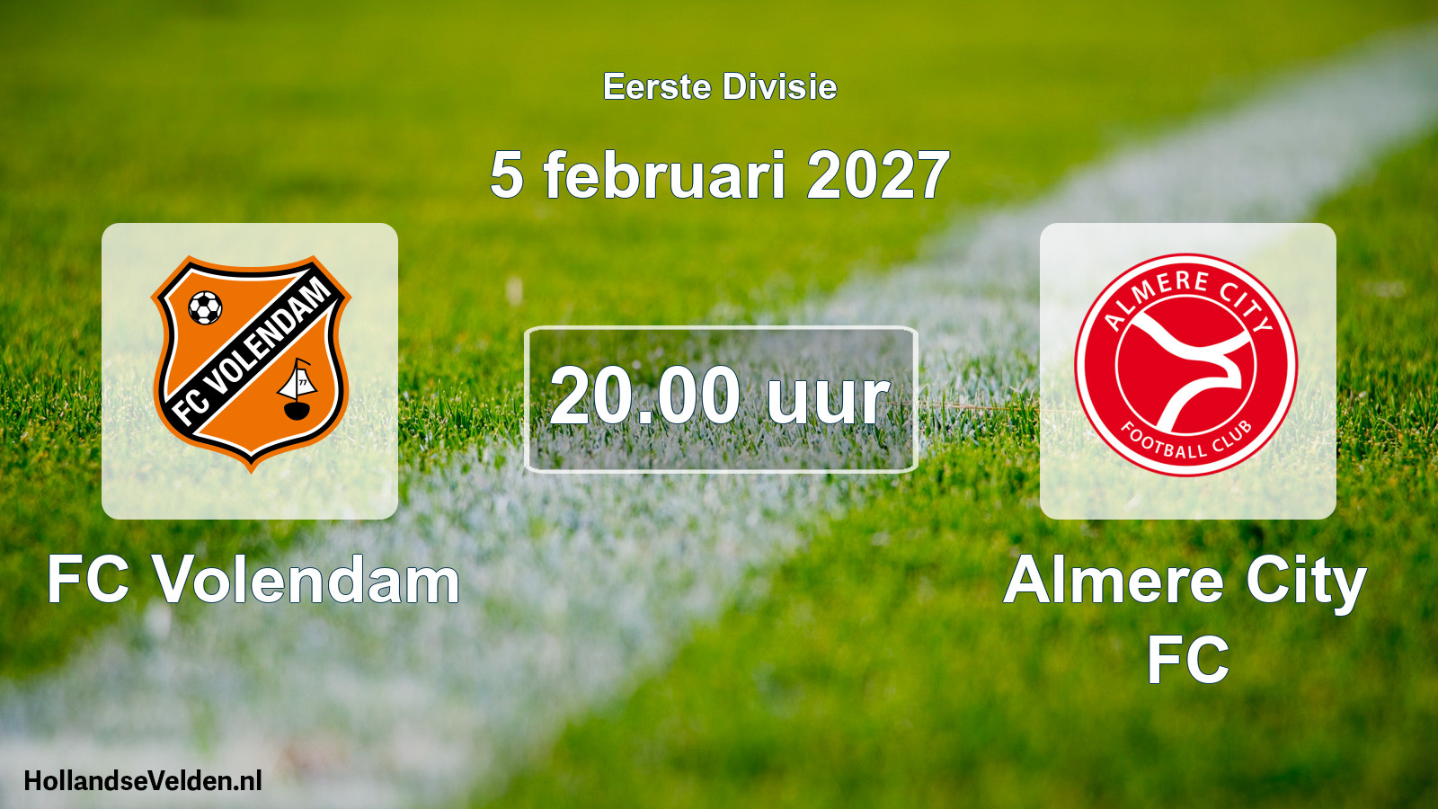 Geplande wedstrijd: FC Volendam - Almere City FC (5 februari 2027)