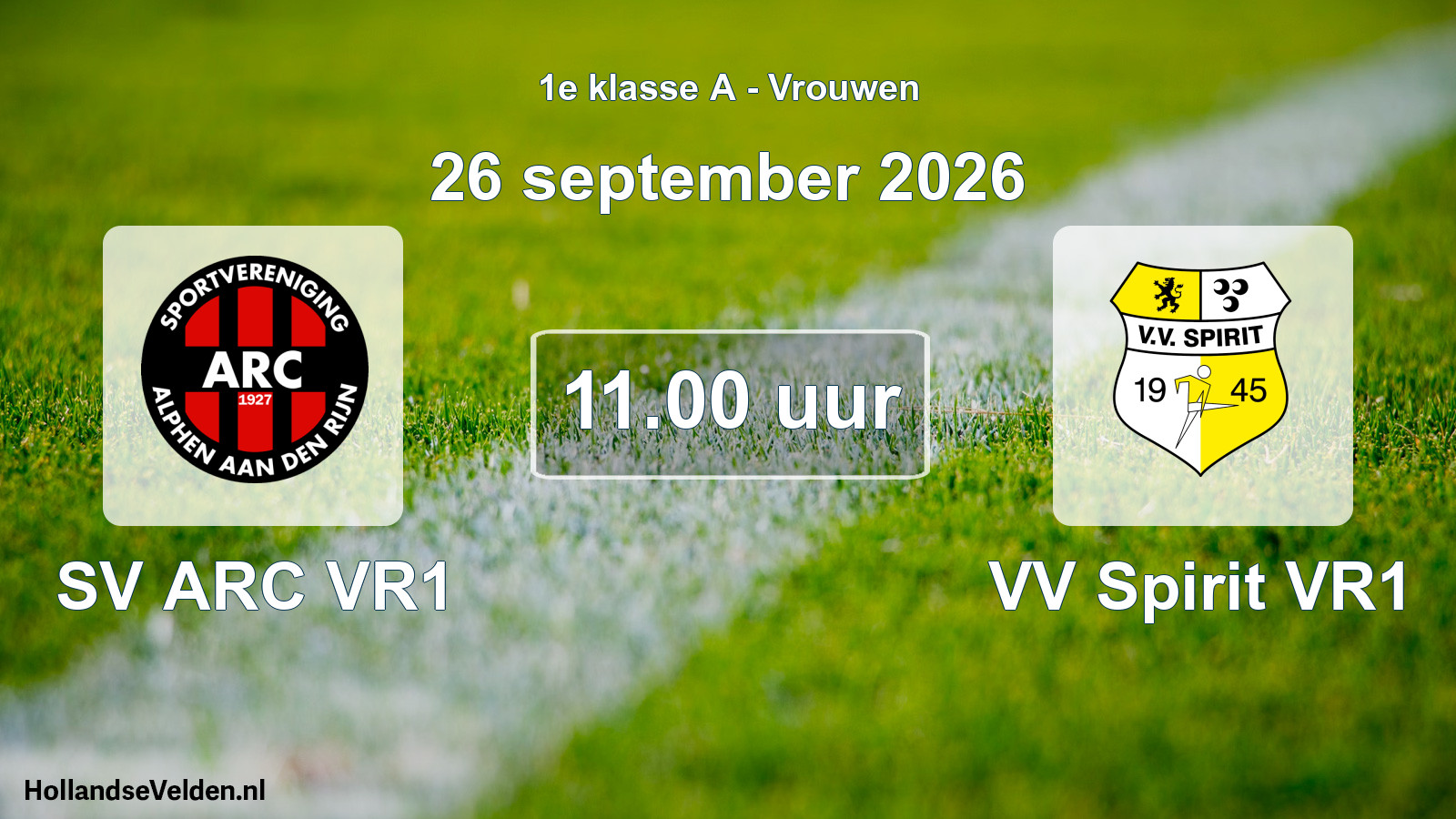Geplande wedstrijd: SV ARC VR1 - VV Spirit VR1 (26 september 2026)