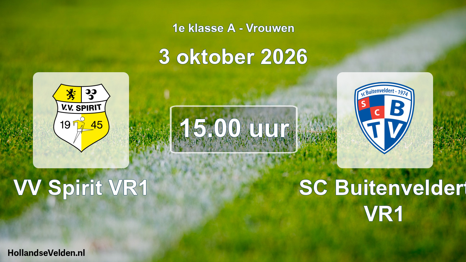 Geplande wedstrijd: VV Spirit VR1 - SC Buitenveldert VR1 (3 oktober 2026)
