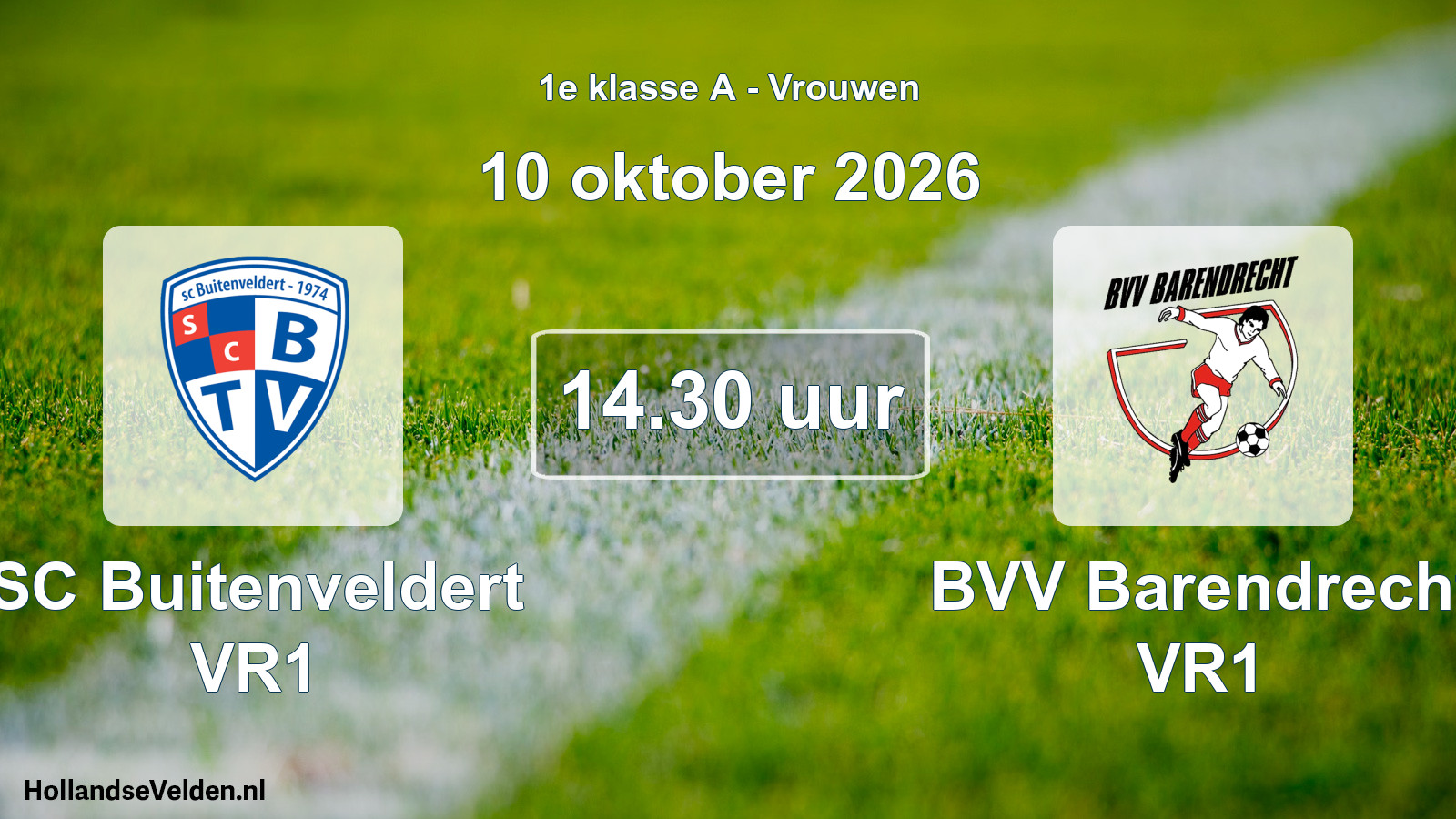 Geplande wedstrijd: SC Buitenveldert VR1 - BVV Barendrecht VR1 (10 oktober 2026)