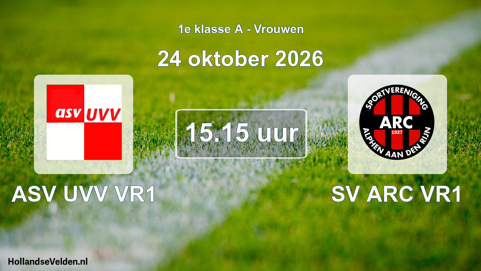 Geplande wedstrijd: ASV UVV VR1 - SV ARC VR1 (24 oktober 2026)