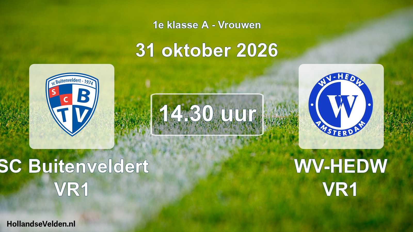 Scheduled Match: SC Buitenveldert VR1 - WV-HEDW VR1 (31 October 2026)