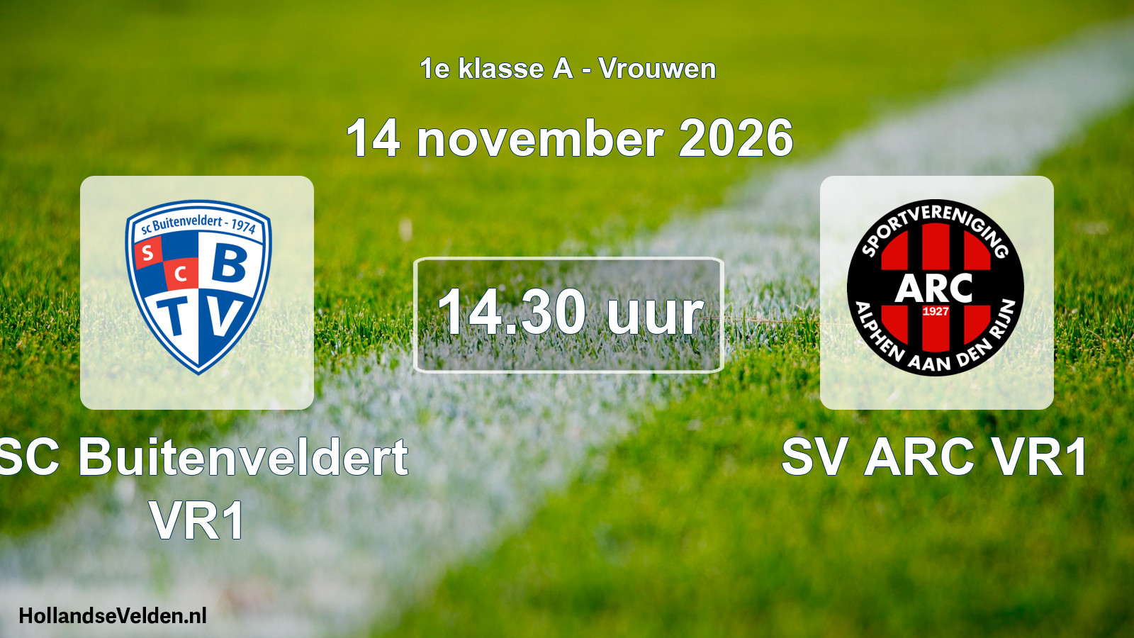 Geplande wedstrijd: SC Buitenveldert VR1 - SV ARC VR1 (14 november 2026)