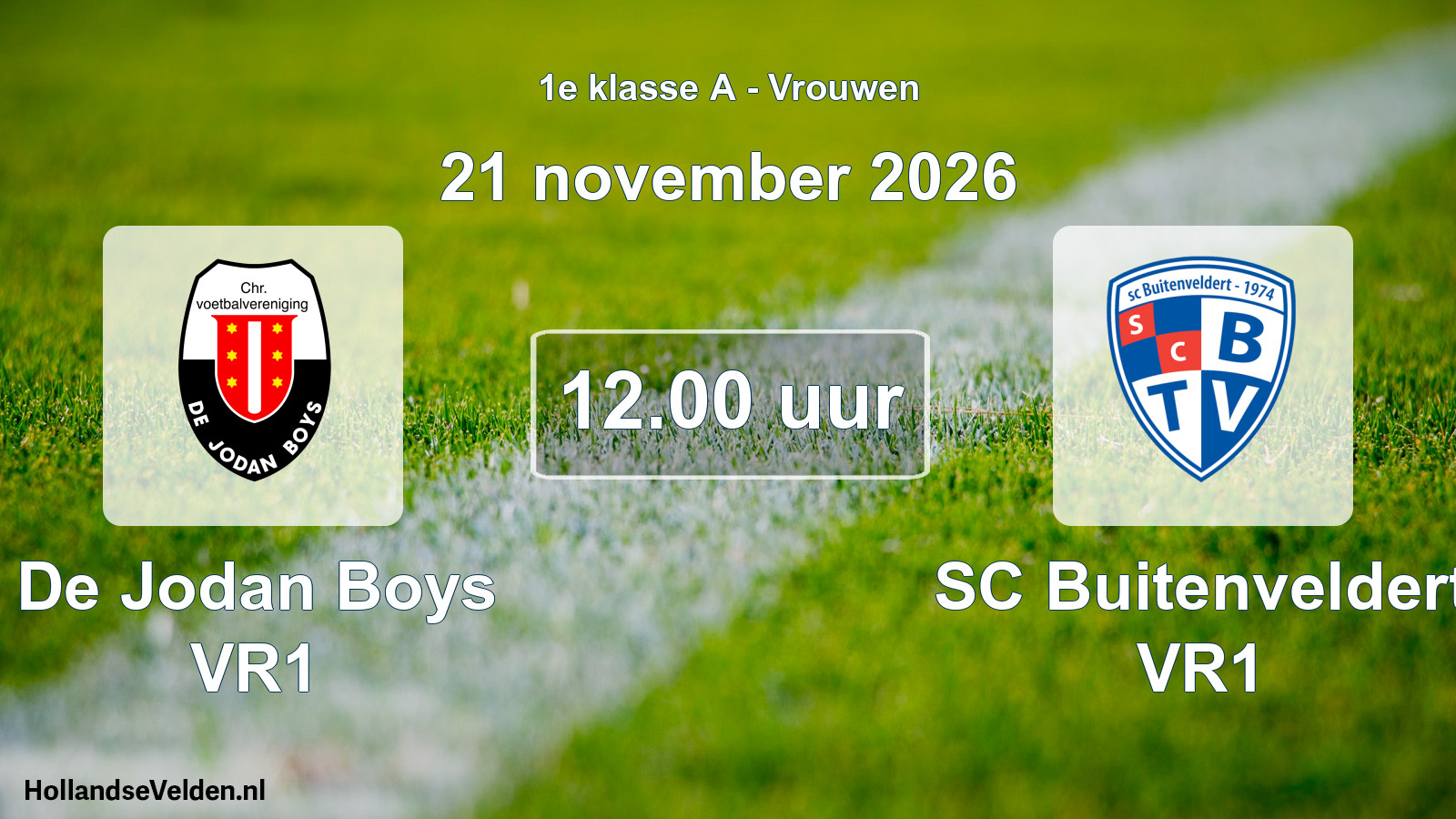 Geplande wedstrijd: De Jodan Boys VR1 - SC Buitenveldert VR1 (21 november 2026)