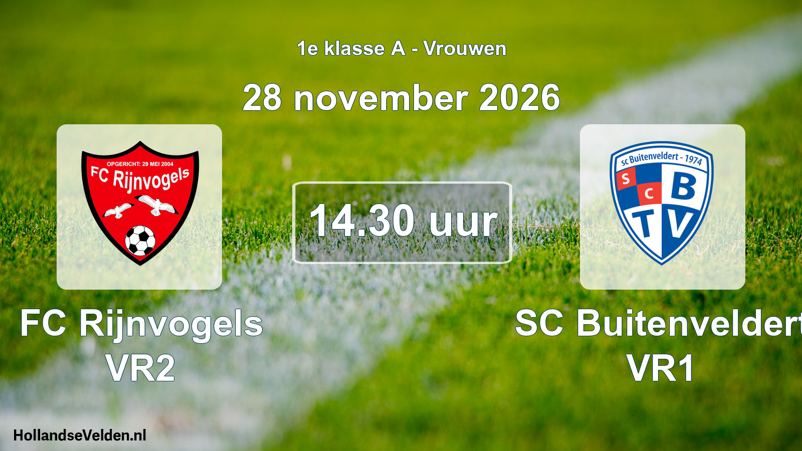 Geplande wedstrijd: FC Rijnvogels VR2 - SC Buitenveldert VR1 (28 november 2026)