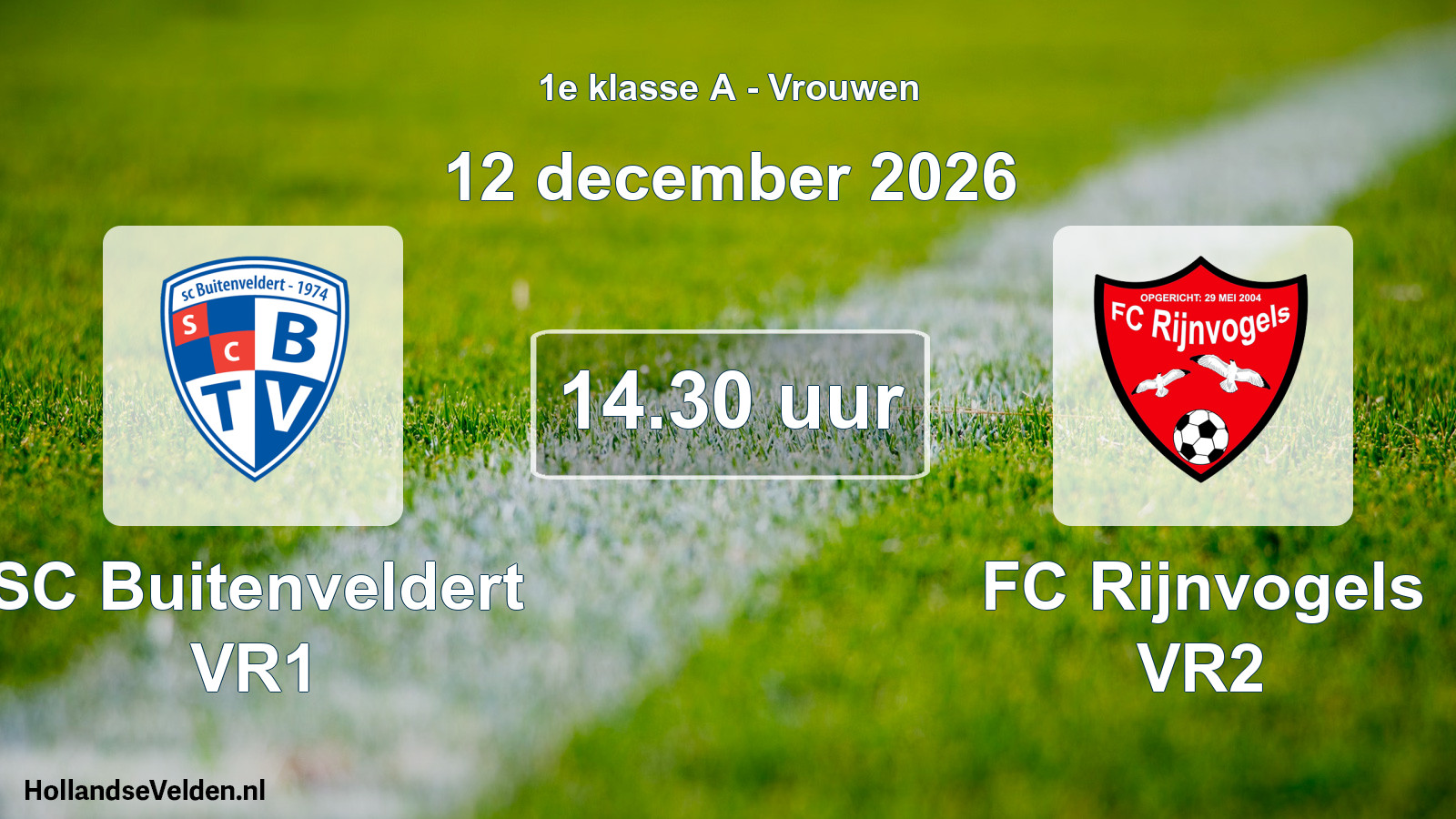Geplande wedstrijd: SC Buitenveldert VR1 - FC Rijnvogels VR2 (12 december 2026)