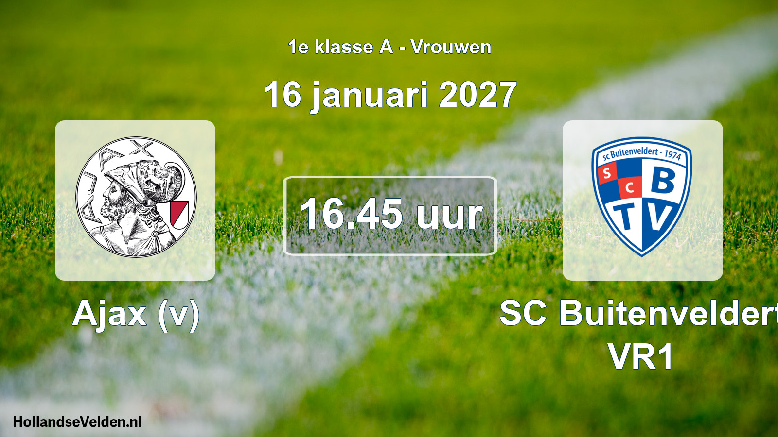 Geplande wedstrijd: Ajax (v) - SC Buitenveldert VR1 (16 januari 2027)