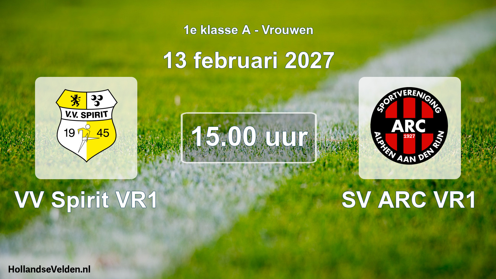 Geplande wedstrijd: VV Spirit VR1 - SV ARC VR1 (13 februari 2027)