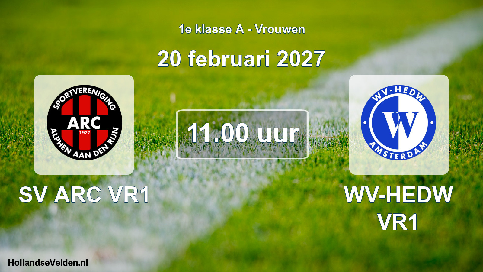 Geplande wedstrijd: SV ARC VR1 - WV-HEDW VR1 (20 februari 2027)