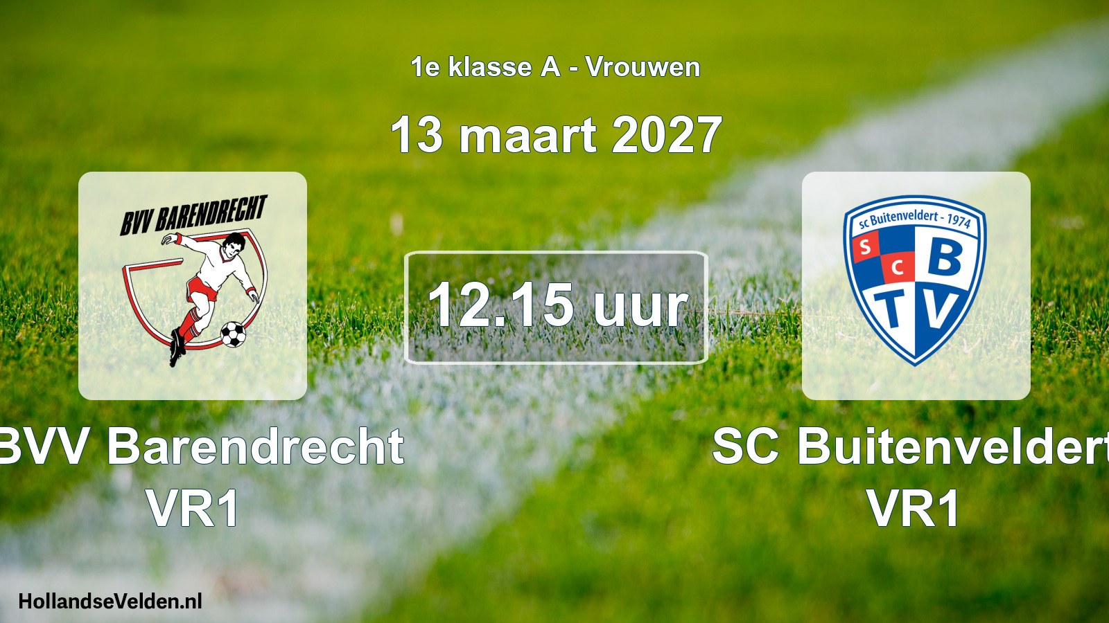 Geplande wedstrijd: BVV Barendrecht VR1 - SC Buitenveldert VR1 (13 maart 2027)