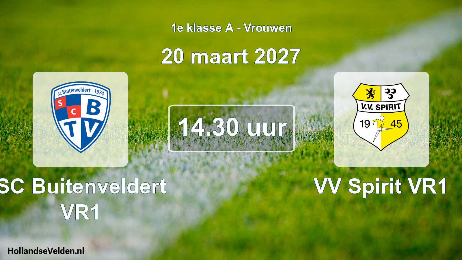 Geplande wedstrijd: SC Buitenveldert VR1 - VV Spirit VR1 (20 maart 2027)