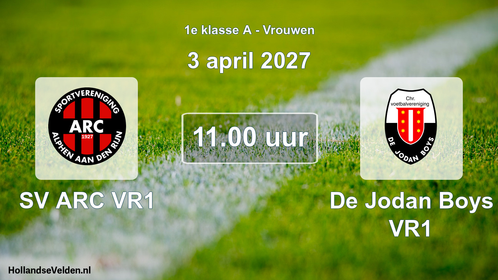 Scheduled Match: SV ARC VR1 - De Jodan Boys VR1 (3 April 2027)