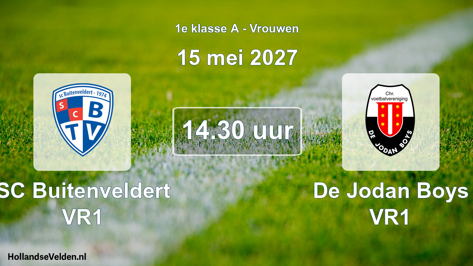Geplande wedstrijd: SC Buitenveldert VR1 - De Jodan Boys VR1 (15 mei 2027)