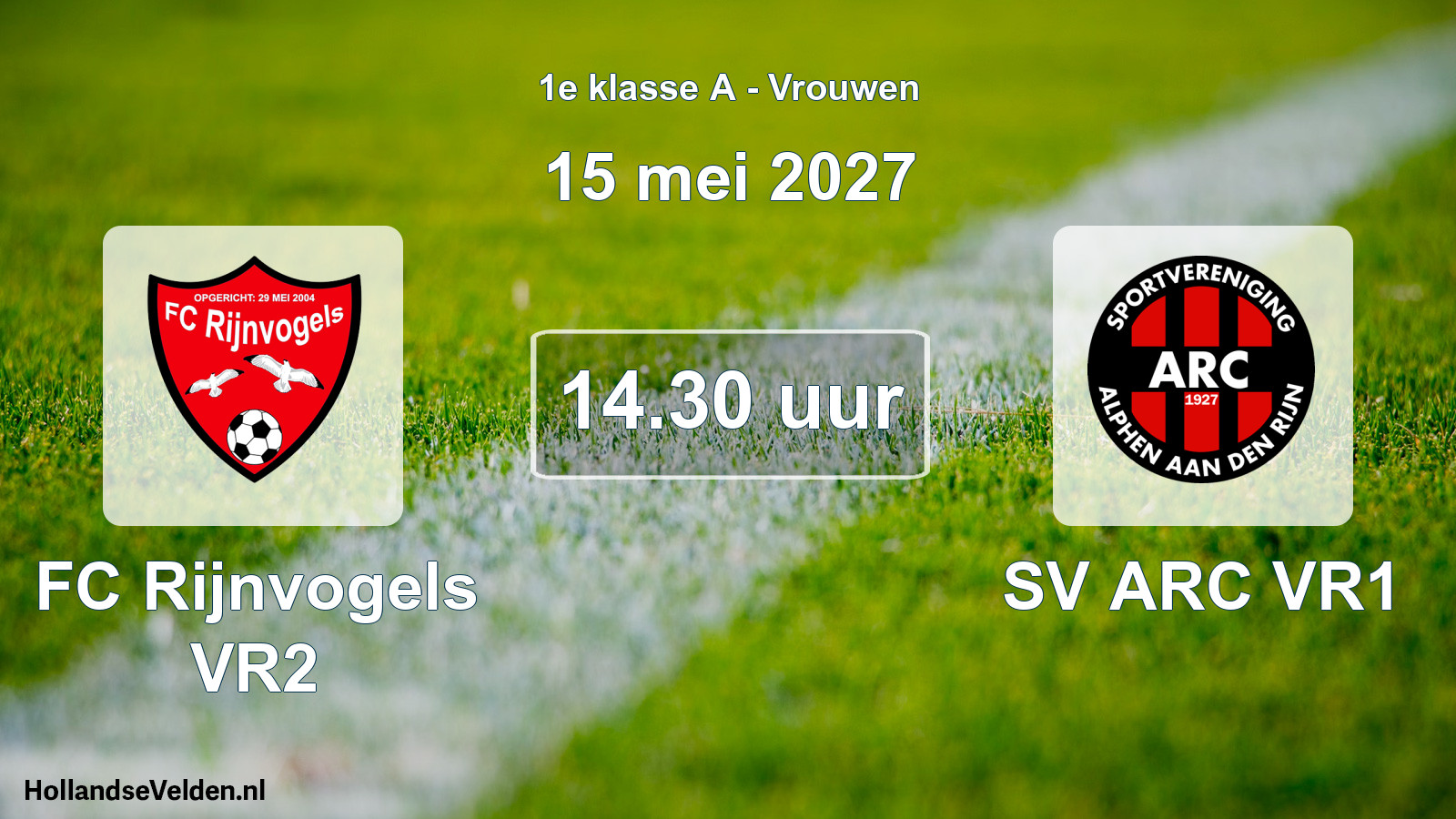 Geplande wedstrijd: FC Rijnvogels VR2 - SV ARC VR1 (15 mei 2027)
