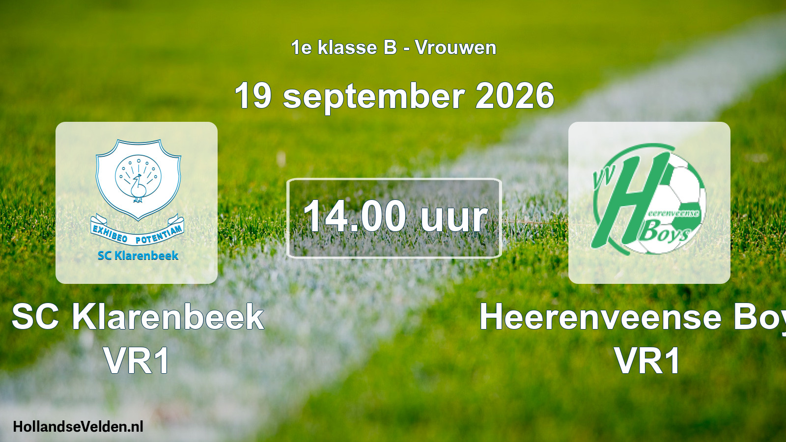 Geplande wedstrijd: SC Klarenbeek VR1 - Heerenveense Boys VR1 (19 september 2026)