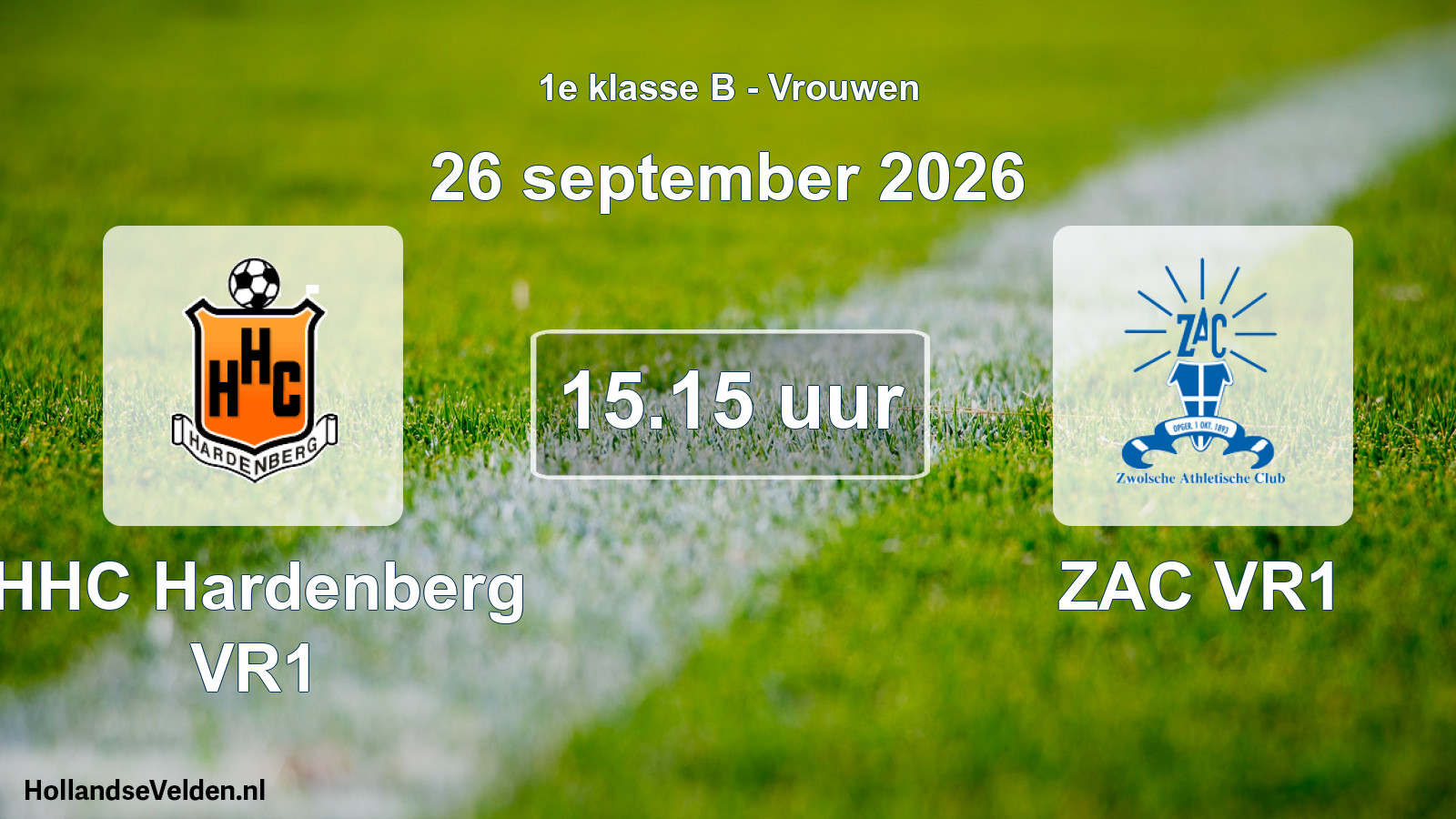 Geplande wedstrijd: HHC Hardenberg VR1 - ZAC VR1 (26 september 2026)