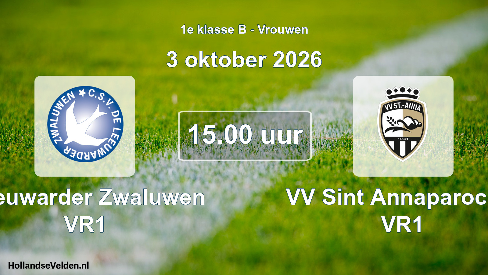 Geplande wedstrijd: Leeuwarder Zwaluwen VR1 - VV Sint Annaparochie VR1 (3 oktober 2026)