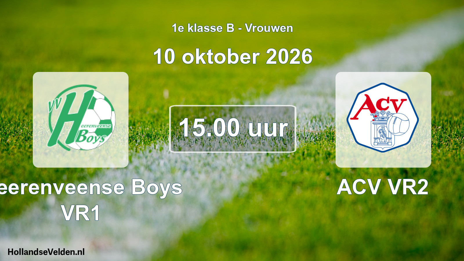 Geplande wedstrijd: Heerenveense Boys VR1 - ACV VR2 (10 oktober 2026)