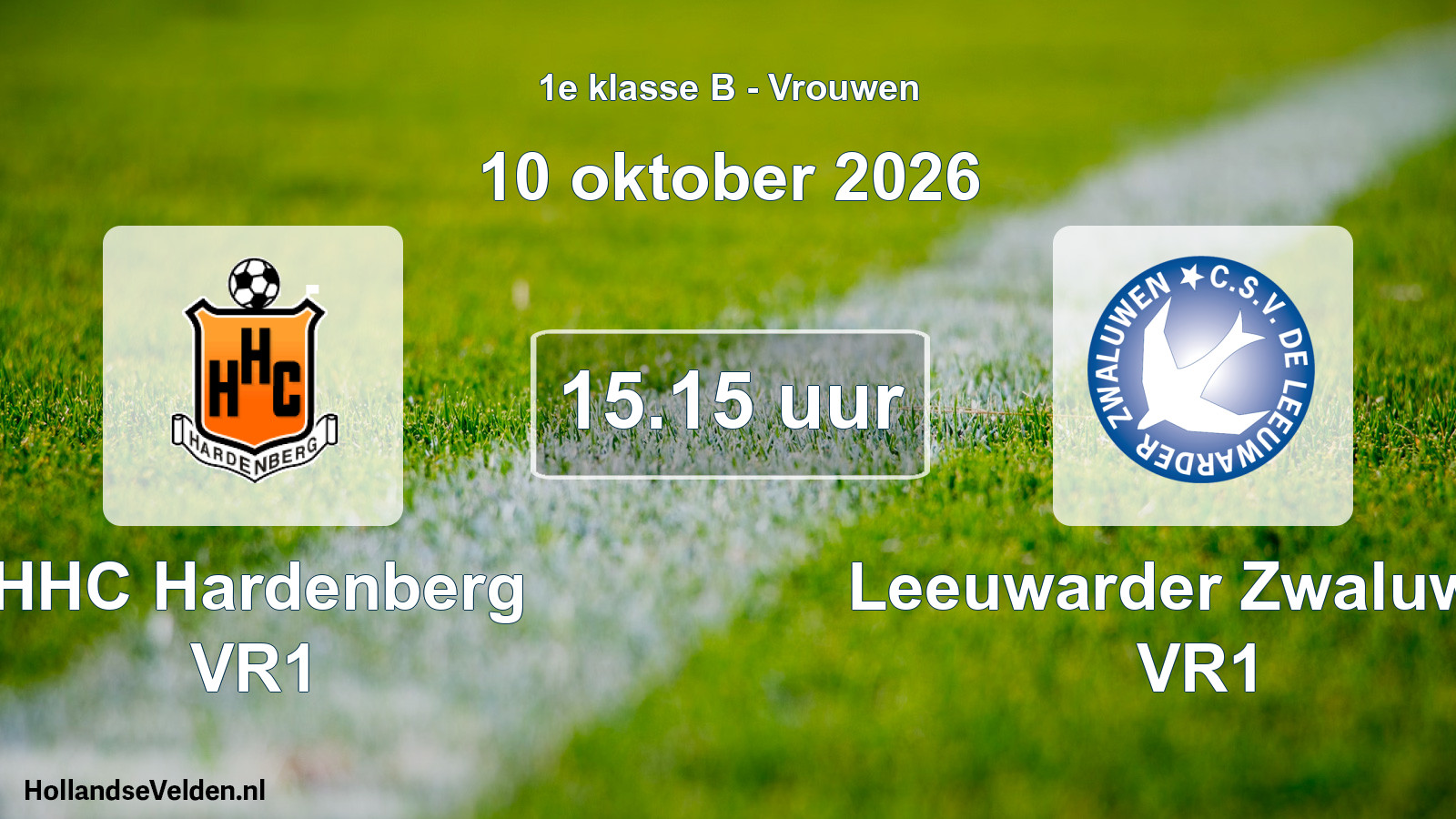 Geplande wedstrijd: HHC Hardenberg VR1 - Leeuwarder Zwaluwen VR1 (10 oktober 2026)