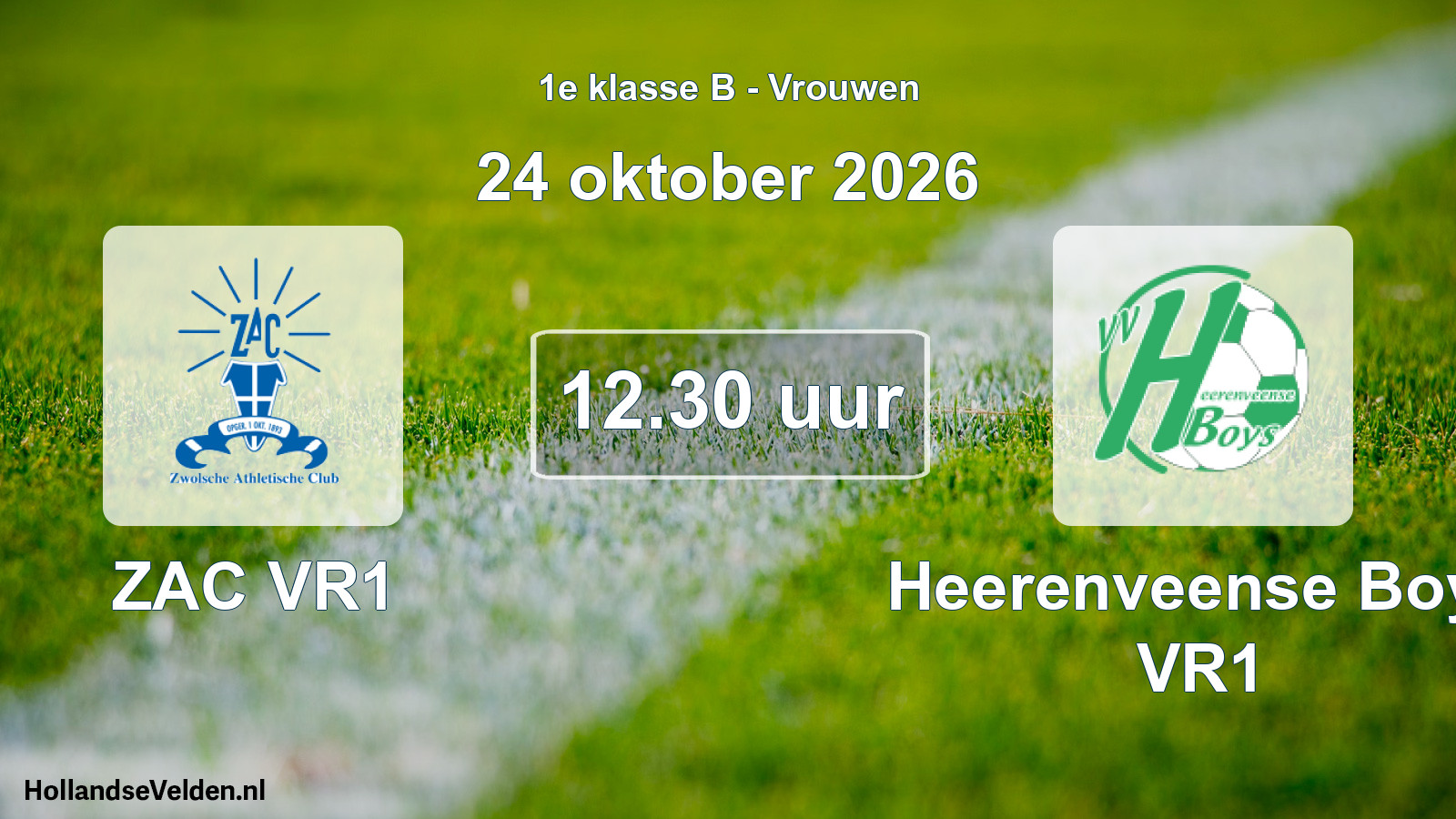 Geplande wedstrijd: ZAC VR1 - Heerenveense Boys VR1 (24 oktober 2026)