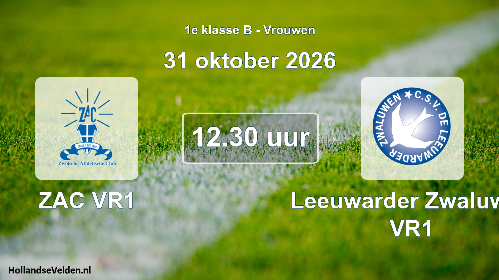 Geplande wedstrijd: ZAC VR1 - Leeuwarder Zwaluwen VR1 (31 oktober 2026)