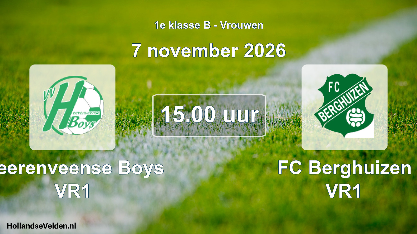 Geplande wedstrijd: Heerenveense Boys VR1 - FC Berghuizen VR1 (7 november 2026)