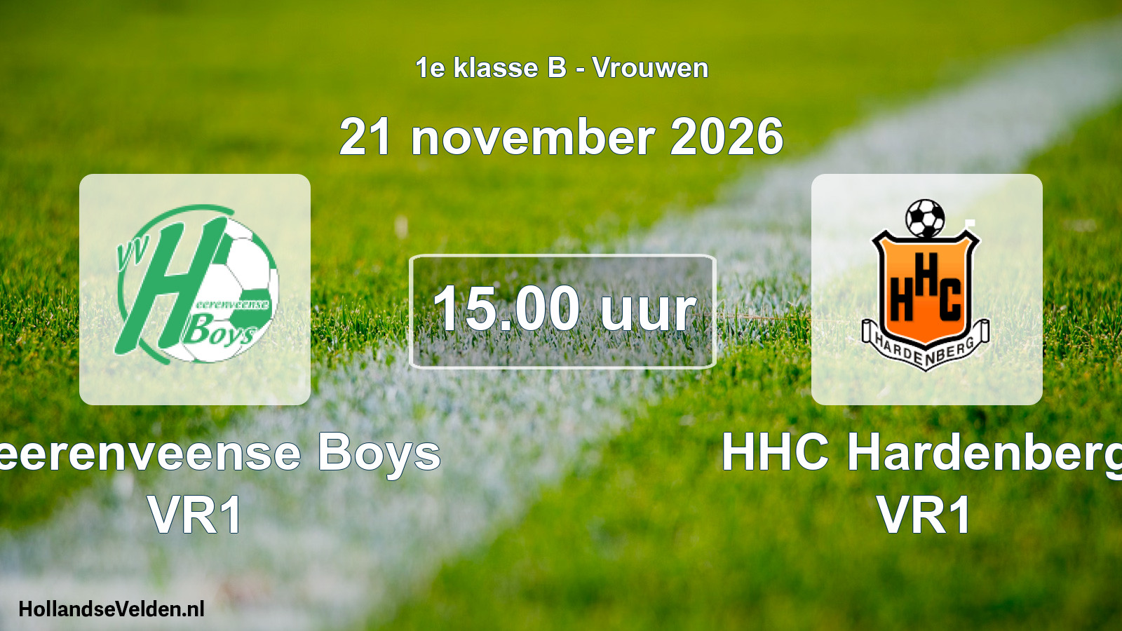 Geplande wedstrijd: Heerenveense Boys VR1 - HHC Hardenberg VR1 (21 november 2026)