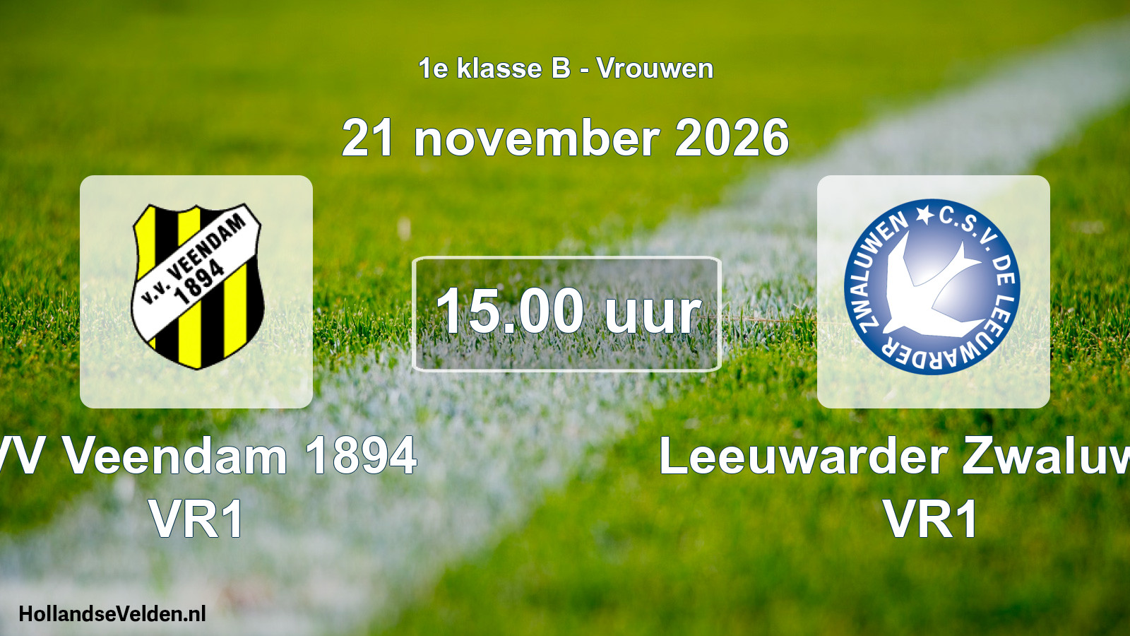 Geplande wedstrijd: VV Veendam 1894 VR1 - Leeuwarder Zwaluwen VR1 (21 november 2026)