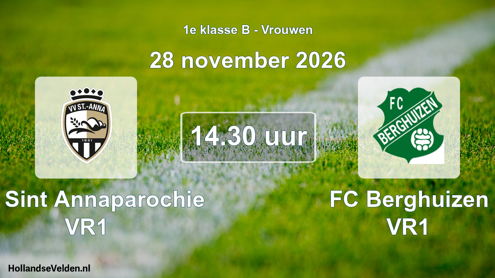 Geplande wedstrijd: VV Sint Annaparochie VR1 - FC Berghuizen VR1 (28 november 2026)