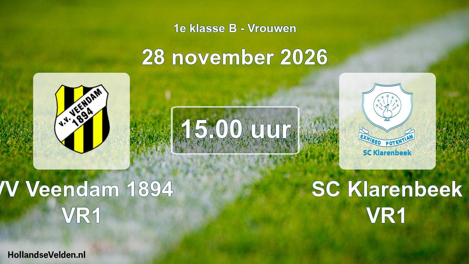 Geplande wedstrijd: VV Veendam 1894 VR1 - SC Klarenbeek VR1 (28 november 2026)