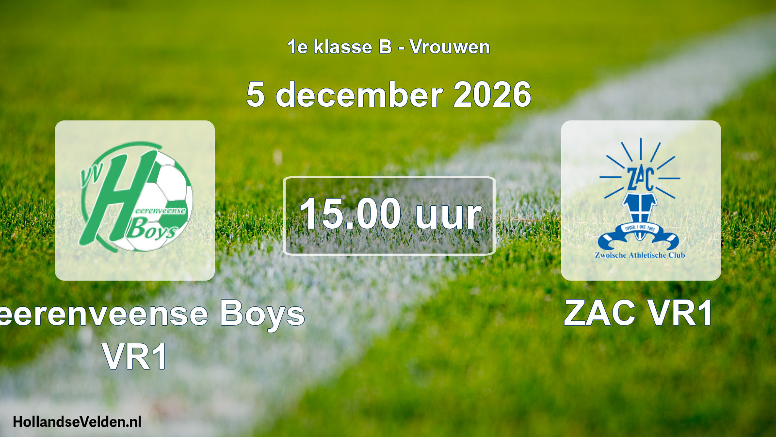 Geplande wedstrijd: Heerenveense Boys VR1 - ZAC VR1 (5 december 2026)
