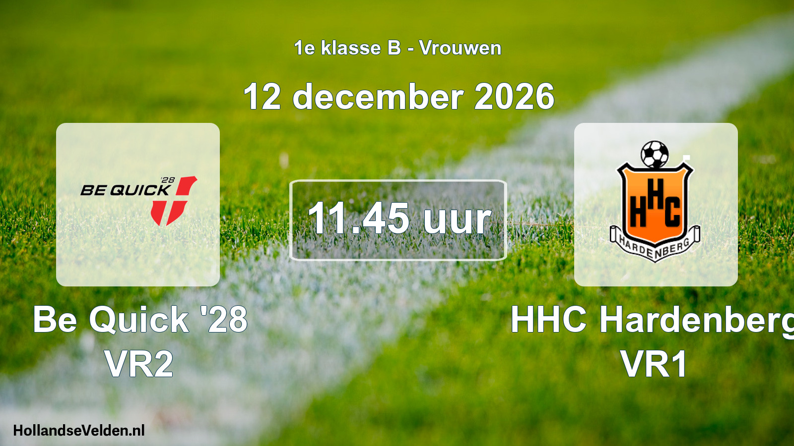 Geplande wedstrijd: Be Quick '28 VR2 - HHC Hardenberg VR1 (12 december 2026)