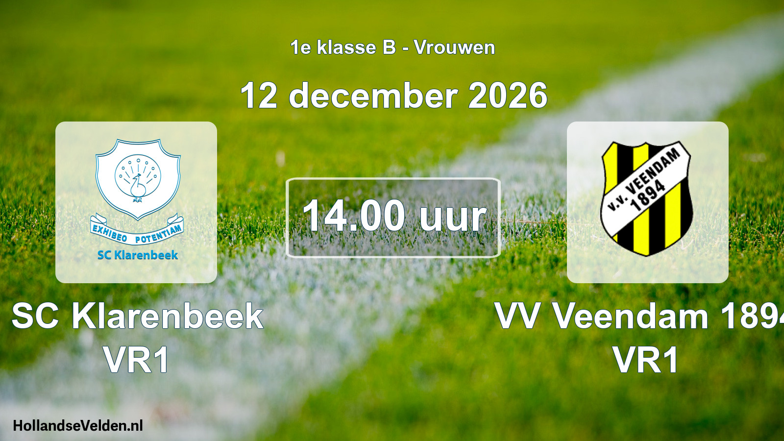 Geplande wedstrijd: SC Klarenbeek VR1 - VV Veendam 1894 VR1 (12 december 2026)