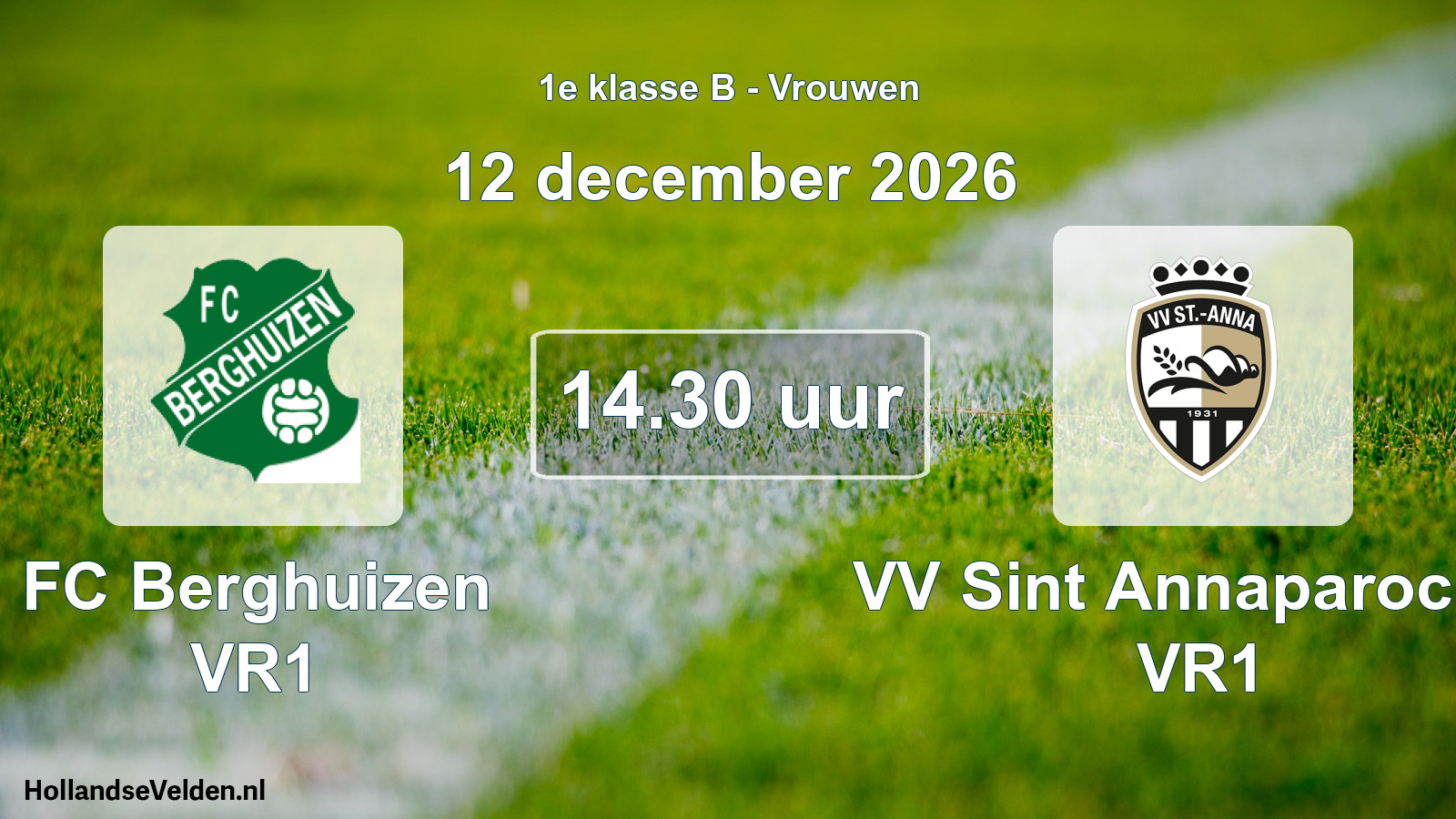 Geplande wedstrijd: FC Berghuizen VR1 - VV Sint Annaparochie VR1 (12 december 2026)