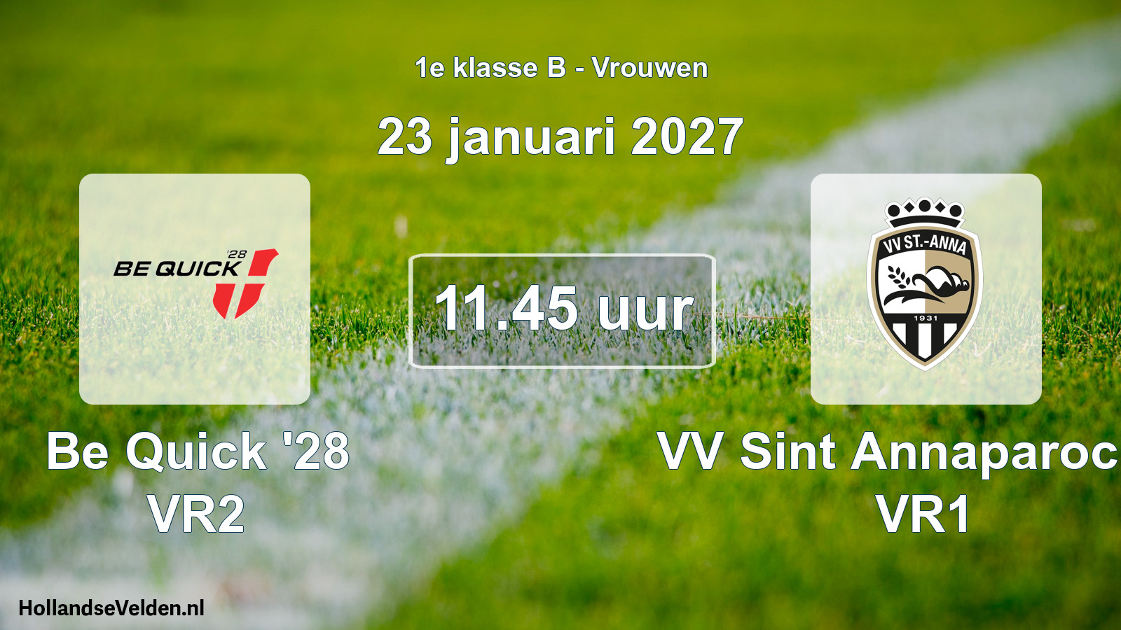 Geplande wedstrijd: Be Quick '28 VR2 - VV Sint Annaparochie VR1 (23 januari 2027)