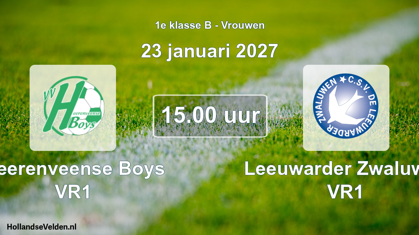 Geplande wedstrijd: Heerenveense Boys VR1 - Leeuwarder Zwaluwen VR1 (23 januari 2027)