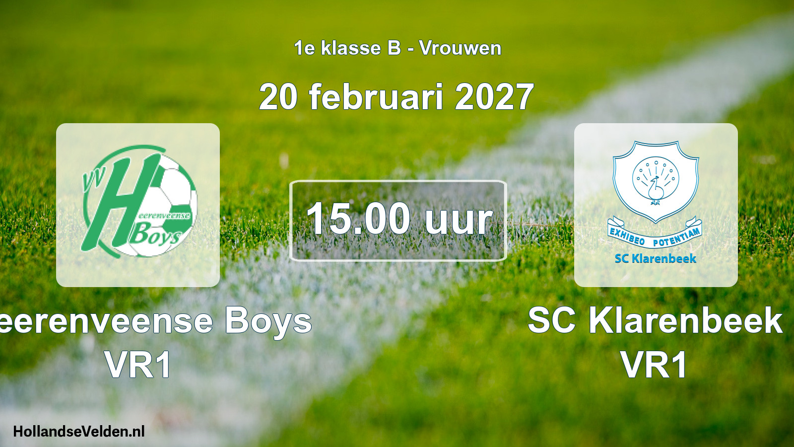 Geplande wedstrijd: Heerenveense Boys VR1 - SC Klarenbeek VR1 (20 februari 2027)