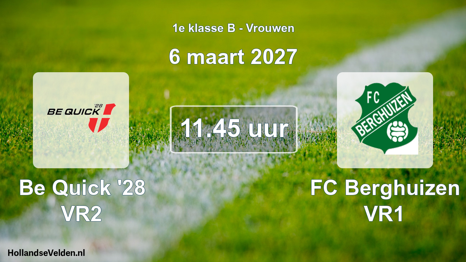 Geplande wedstrijd: Be Quick '28 VR2 - FC Berghuizen VR1 (6 maart 2027)