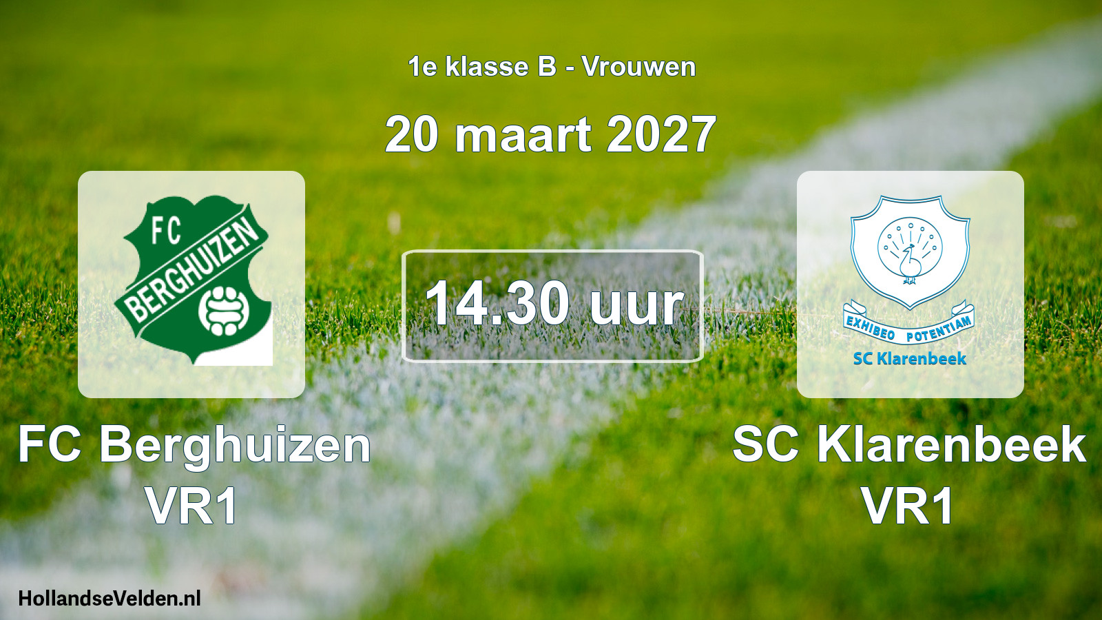Geplande wedstrijd: FC Berghuizen VR1 - SC Klarenbeek VR1 (20 maart 2027)