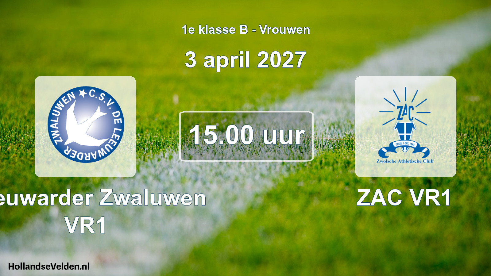 Geplande wedstrijd: Leeuwarder Zwaluwen VR1 - ZAC VR1 (3 april 2027)