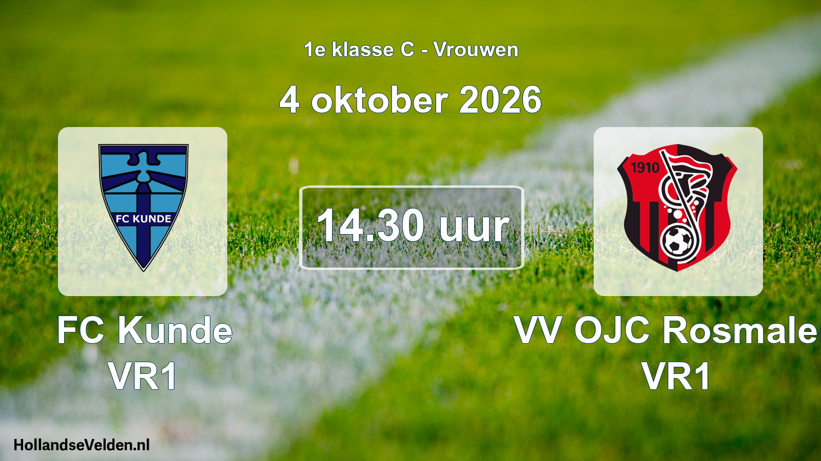 Geplande wedstrijd: FC Kunde VR1 - VV OJC Rosmalen VR1 (4 oktober 2026)