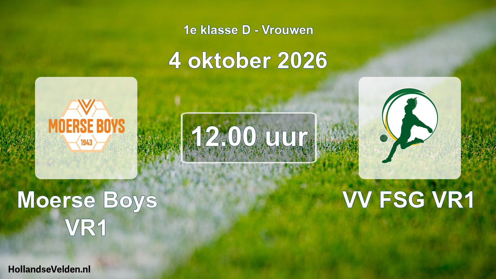 Scheduled Match: Moerse Boys VR1 - VV FSG VR1 (4 October 2026)