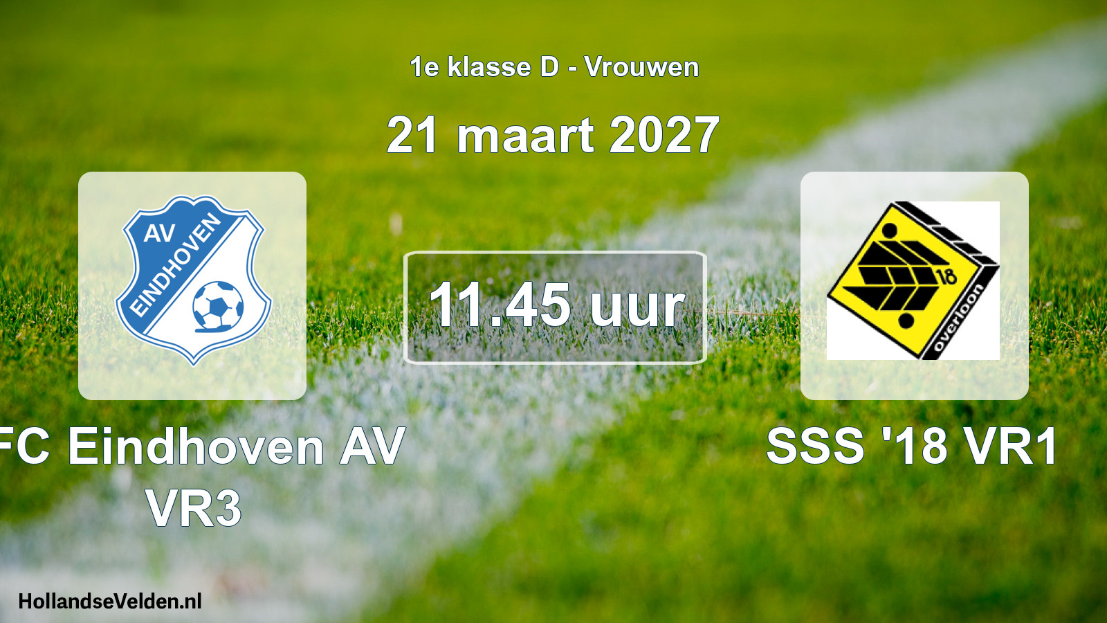 Geplande wedstrijd: FC Eindhoven AV VR3 - SSS '18 VR1 (21 maart 2027)