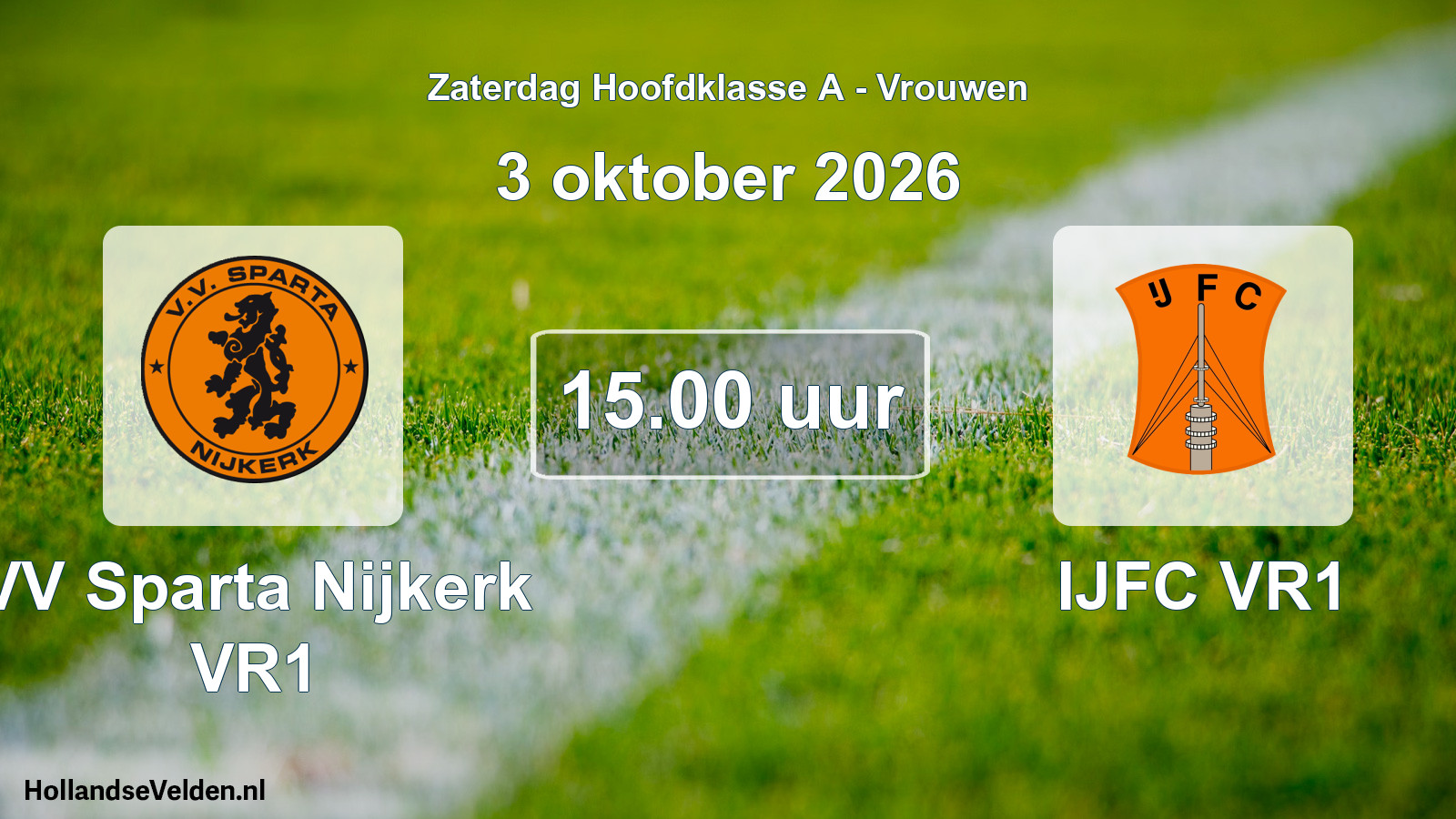 Geplande wedstrijd: VV Sparta Nijkerk VR1 - IJFC VR1 (3 oktober 2026)