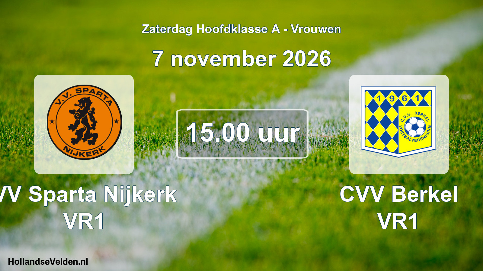 Geplande wedstrijd: VV Sparta Nijkerk VR1 - CVV Berkel VR1 (7 november 2026)