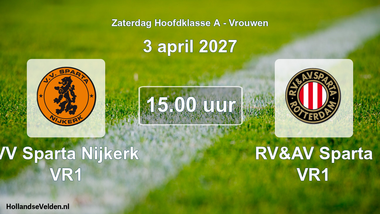 Geplande wedstrijd: VV Sparta Nijkerk VR1 - RV&AV Sparta VR1 (3 april 2027)