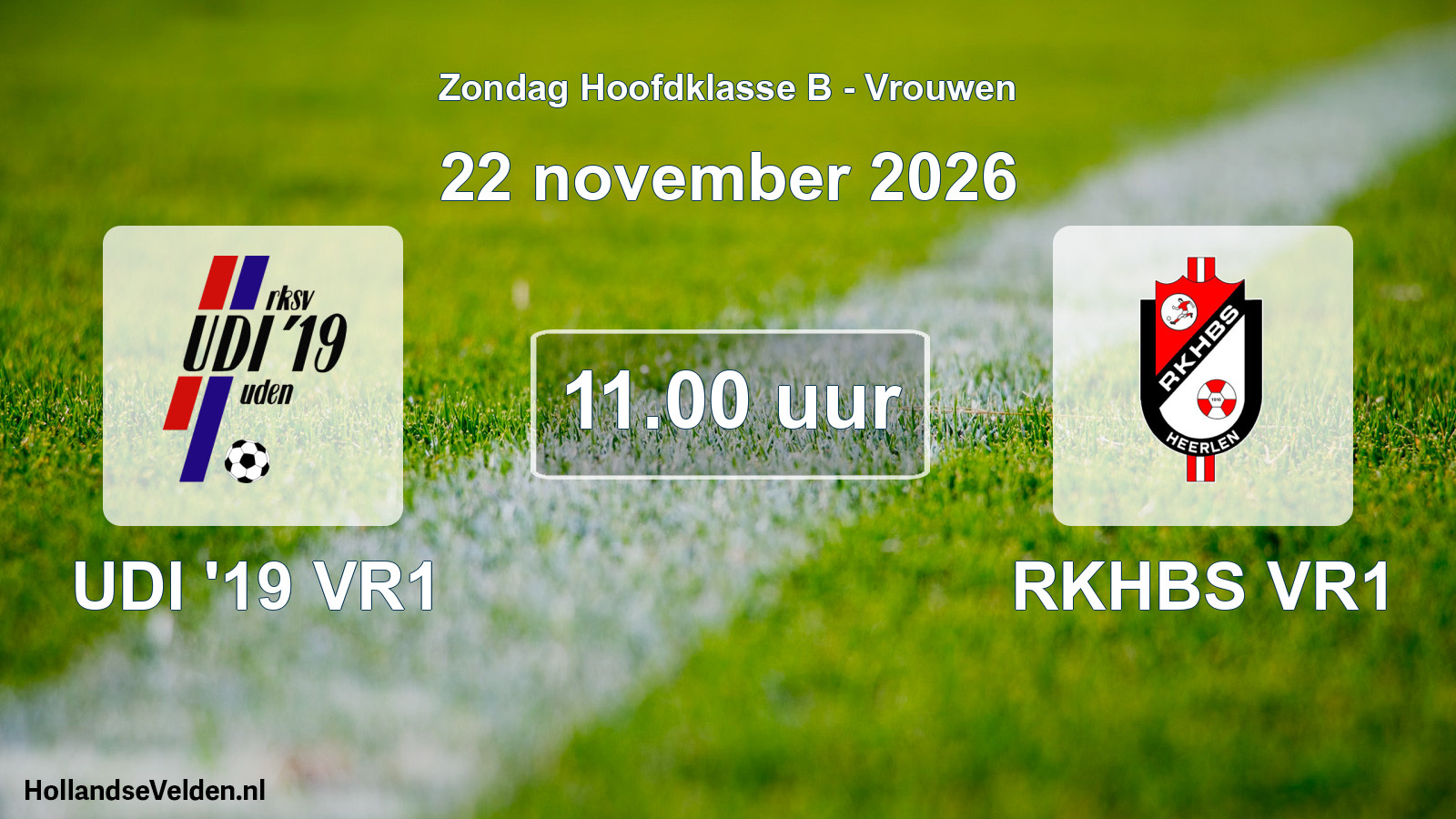 Geplande wedstrijd: UDI '19 VR1 - RKHBS VR1 (22 november 2026)