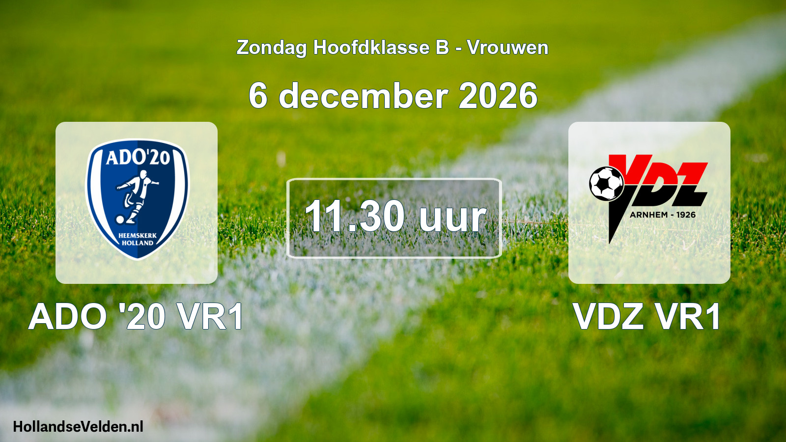 Geplande wedstrijd: ADO '20 VR1 - VDZ VR1 (6 december 2026)