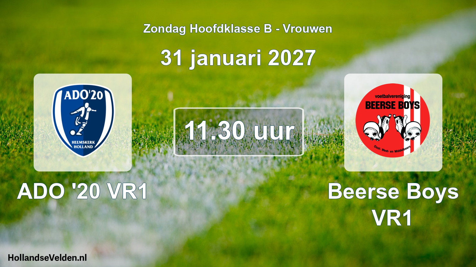 Geplande wedstrijd: ADO '20 VR1 - Beerse Boys VR1 (31 januari 2027)